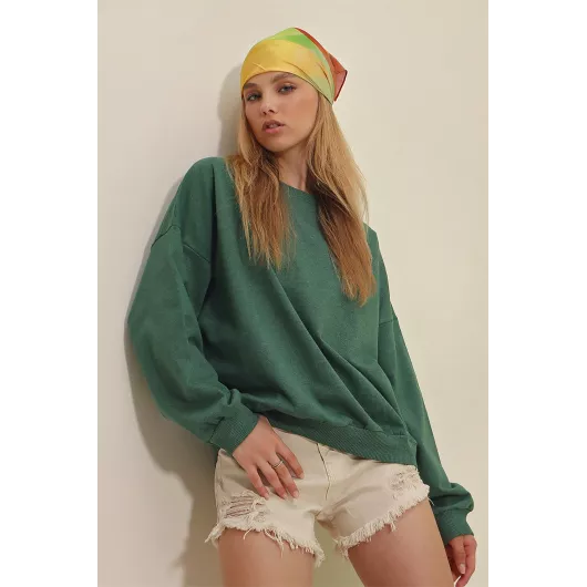 sweatshirt Alaçatı Stili, Color: Green, Size: S