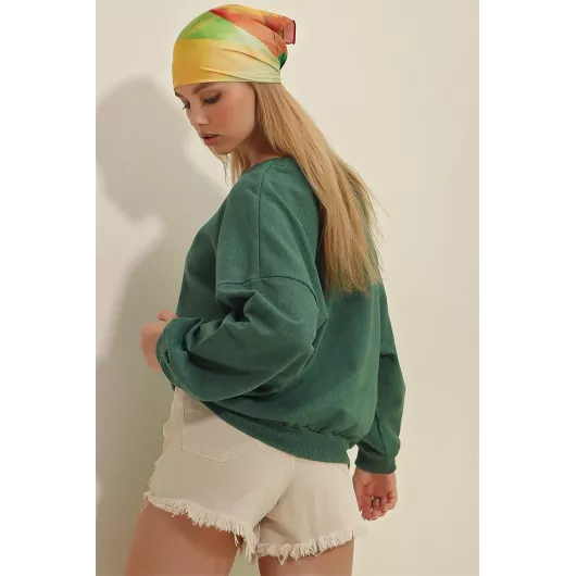 sweatshirt Alaçatı Stili, Color: Green, Size: S, 4 image