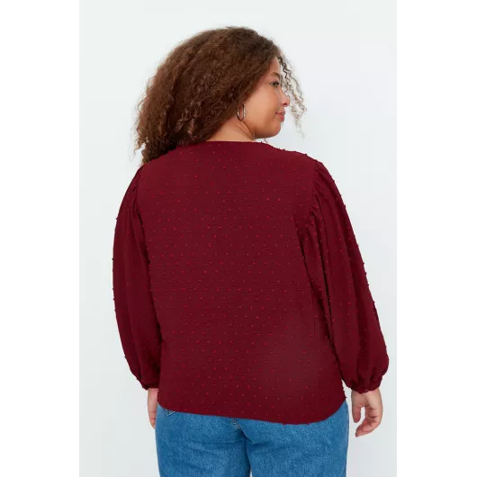 Блузка Trendyol Curve, Цвет: Бордовый, Размер: 50, изображение 5