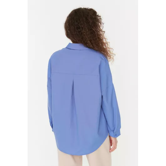 Рубашка TRENDYOLMILLA, Цвет: Голубой, Размер: 38, изображение 4