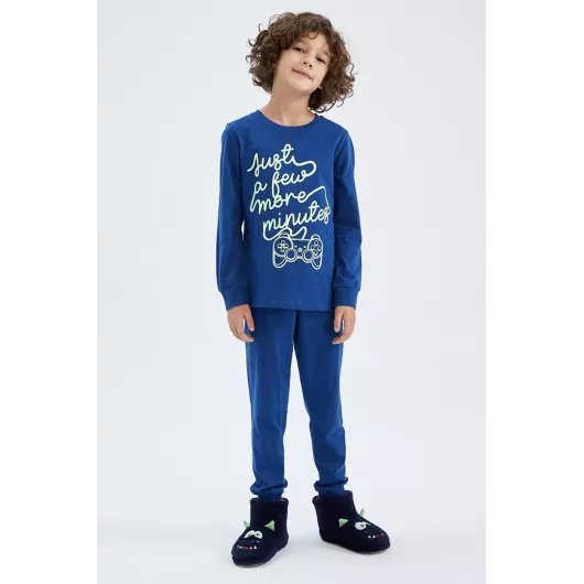Пижамный комплект DeFacto, Цвет: Синий, Размер: 4-5 лет