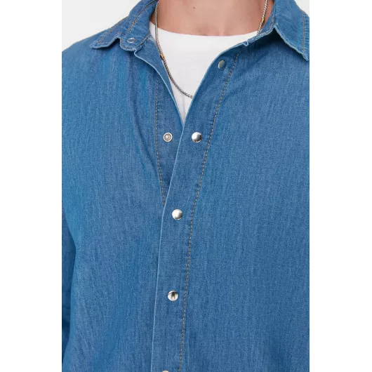 Рубашка TRENDYOL MAN, Цвет: Синий, Размер: M, изображение 4