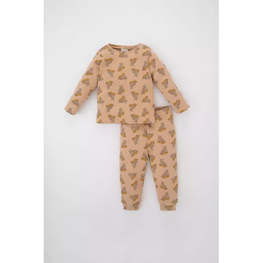 Пижамный комплект DeFacto, Цвет: Бежевый, Размер: 5-6 лет