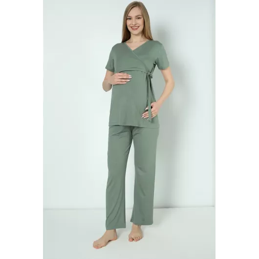 Пижамный комплект для беременных Miss Dünya Lissa, Цвет: Зеленый, Размер: L, изображение 2