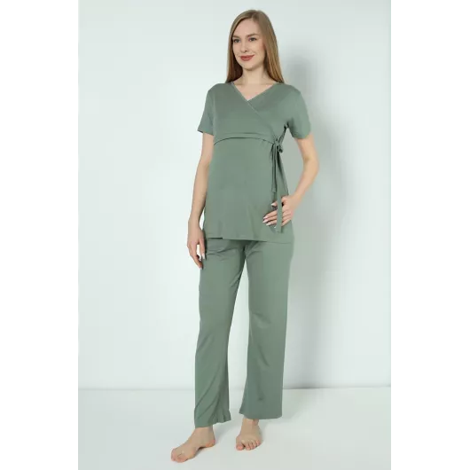 Пижамный комплект для беременных Miss Dünya Lissa, Цвет: Зеленый, Размер: L