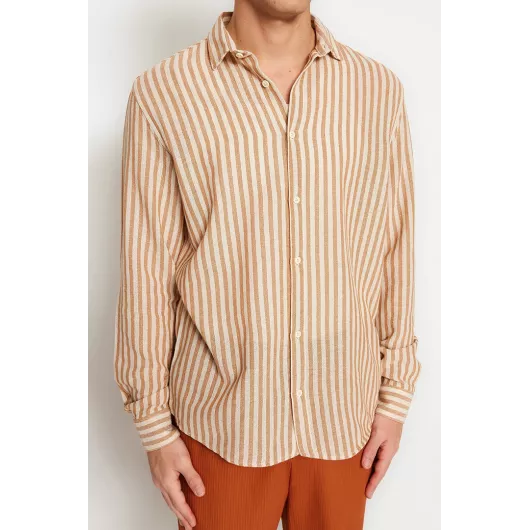 Рубашка TRENDYOL MAN, Цвет: Бежевый, Размер: XL, изображение 5