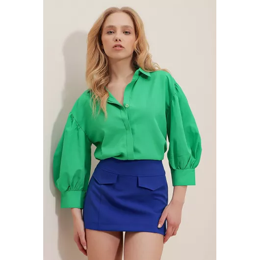 Блузка Trend Alaçatı Stili, Цвет: Зеленый, Размер: M, изображение 3