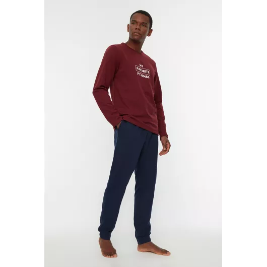 Пижамный комплект TRENDYOL MAN, Цвет: Бордовый, Размер: L
