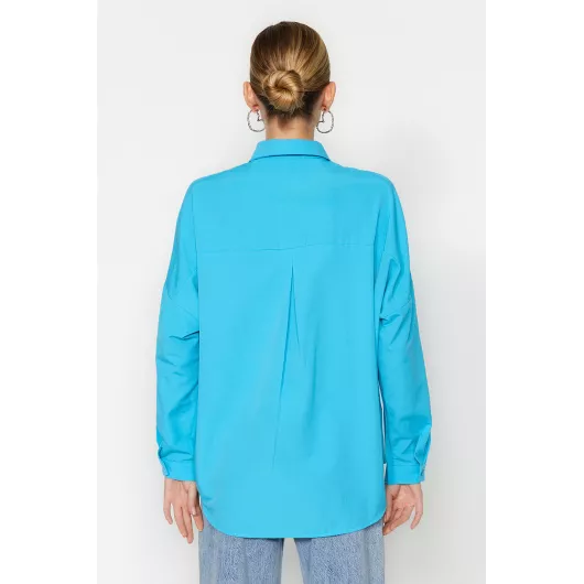 Рубашка TRENDYOLMILLA, Цвет: Голубой, Размер: 36, изображение 4