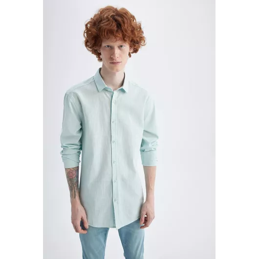 Рубашка DeFacto, Цвет: Бирюзовый, Размер: XL, изображение 3