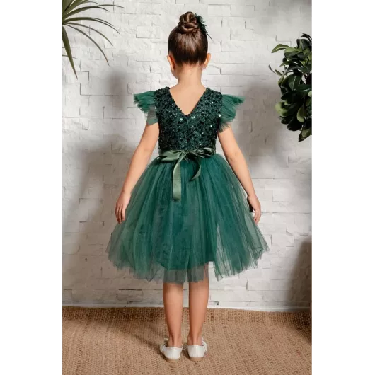 Платье Mnk Baby&Kids, Цвет: Зеленый, Размер: 7 лет, изображение 3
