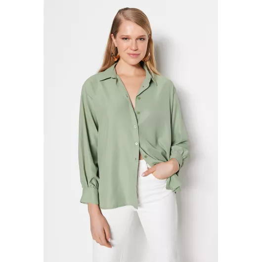 Рубашка TRENDYOLMILLA, Цвет: Зеленый, Размер: 40