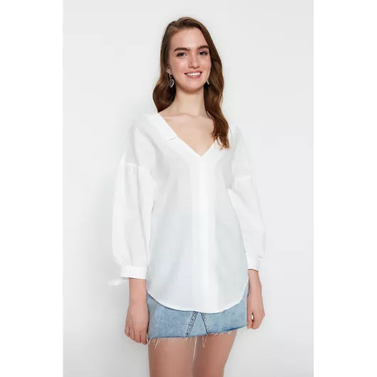 Рубашка TRENDYOLMILLA, Цвет: Белый, Размер: 34, изображение 3