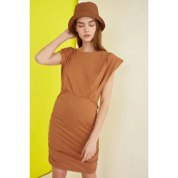 Платье TRENDYOLMILLA, Цвет: Коричневый, Размер: S