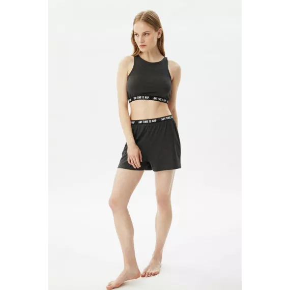 Zenanlar üçin pižama komplekt TRENDYOLMILLA, Reňk: Antrasit, Ölçeg: L, 4 image