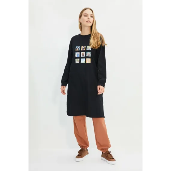 Туникa TRENDYOL MODEST, Цвет: Черный, Размер: M