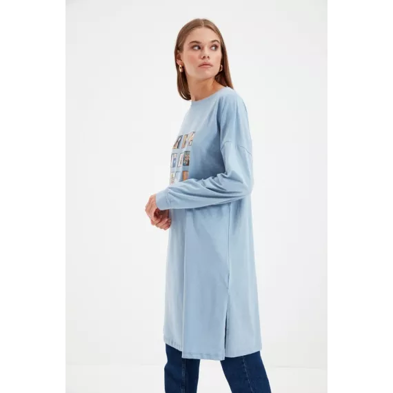 Туникa TRENDYOL MODEST, Цвет: Голубой, Размер: M, изображение 4