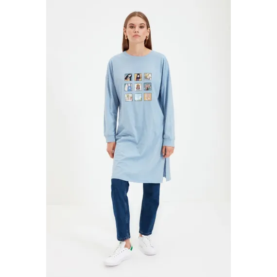 Туникa TRENDYOL MODEST, Цвет: Голубой, Размер: S