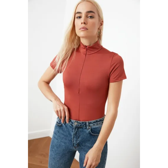 Футболка-боди TRENDYOLMILLA, Цвет: Коричневый, Размер: M, изображение 3