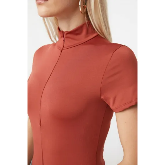 Футболка-боди TRENDYOLMILLA, Цвет: Коричневый, Размер: M, изображение 2