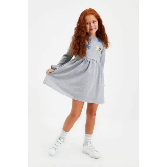 Gyz çaga köýnegi TRENDYOLKIDS, Reňk: Çal, Ölçeg: 4-5 ýaş, 2 image