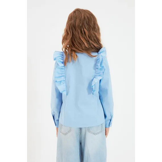Gyz çagalar köýnek TRENDYOLKIDS, Reňk: Açyk gök, Ölçeg: 7-8 ýaş, 4 image