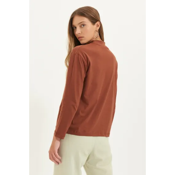 Футболка TRENDYOLMILLA, Цвет: Коричневый, Размер: S, изображение 5