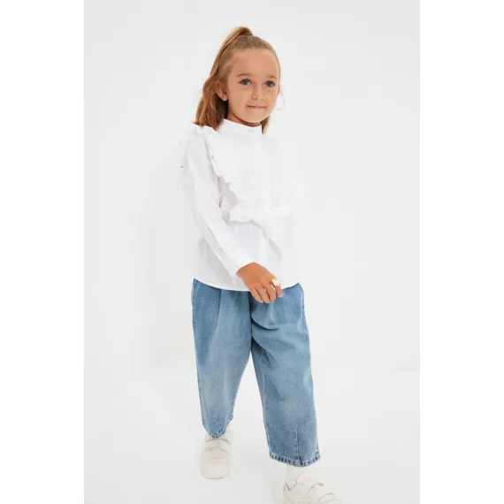 Gyz çagalar köýnek TRENDYOLKIDS, Reňk: Ak, Ölçeg: 5-6 ýaş, 2 image