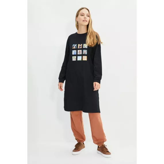 Туникa TRENDYOL MODEST, Цвет: Черный, Размер: S