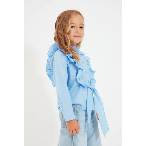 Gyz çagalar köýnek TRENDYOLKIDS, Reňk: Açyk gök, Ölçeg: 7-8 ýaş, 2 image