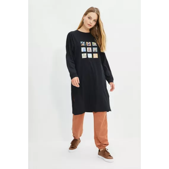 Туникa TRENDYOL MODEST, Цвет: Черный, Размер: S, изображение 2
