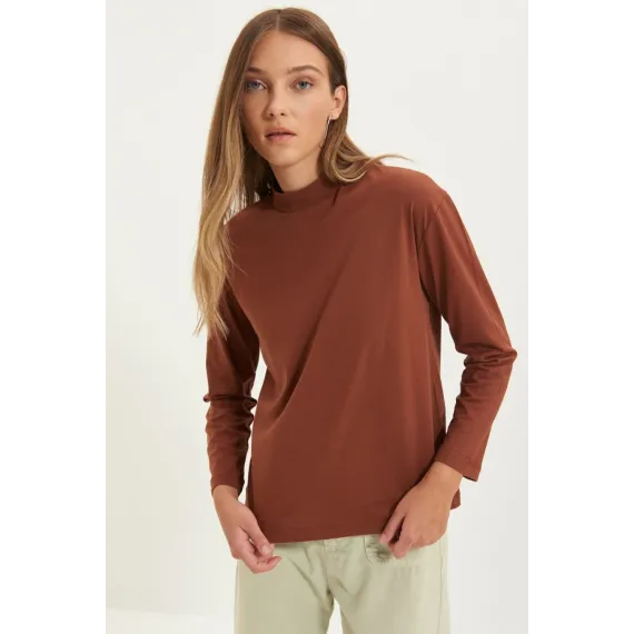 Футболка TRENDYOLMILLA, Цвет: Коричневый, Размер: S, изображение 3