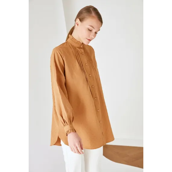 Zenan üçin köýnek TRENDYOL MODEST, Reňk: Sary, Ölçeg: 38