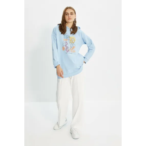 Свитшот TRENDYOL MODEST, Цвет: Голубой, Размер: S, изображение 2