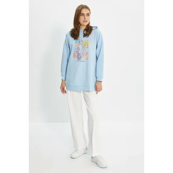 Свитшот TRENDYOL MODEST, Цвет: Голубой, Размер: S