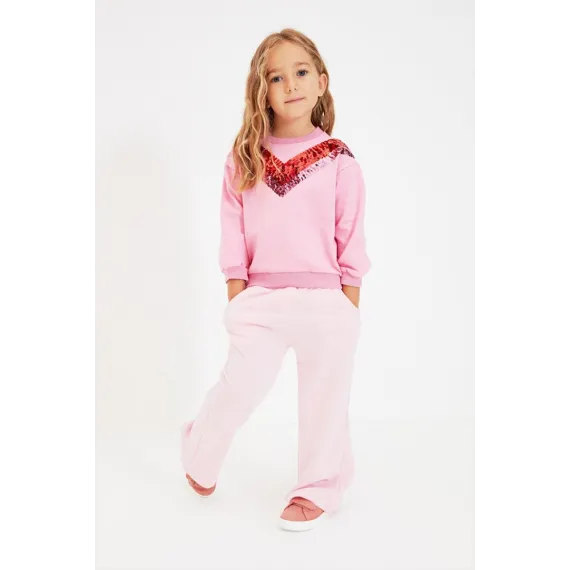 Свитшот тонкий TRENDYOLKIDS, Цвет: Розовый, Размер: 5-6 лет
