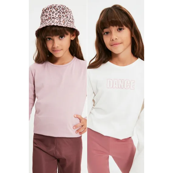 Футболка 2 шт. TRENDYOLKIDS, Цвет: Розовый, Размер: 4-5 лет