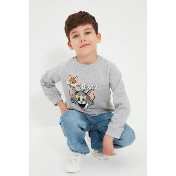 Свитшот толстый TRENDYOLKIDS, Цвет: Серый, Размер: 6-7 лет, изображение 2
