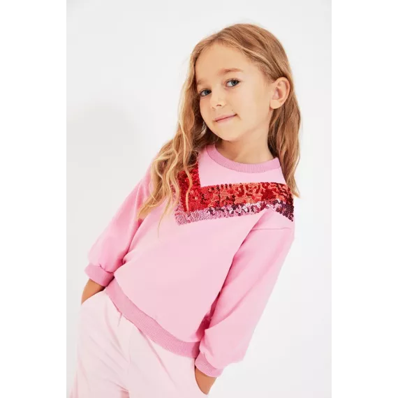 Свитшот тонкий TRENDYOLKIDS, Цвет: Розовый, Размер: 4-5 лет, изображение 2