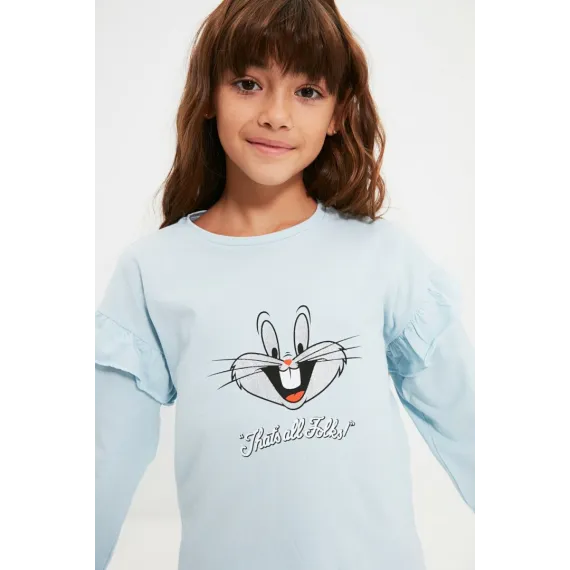 Gyz çagalar futbolkasy TRENDYOLKIDS, Reňk: Açyk gök, Ölçeg: 6-7 ýaş
