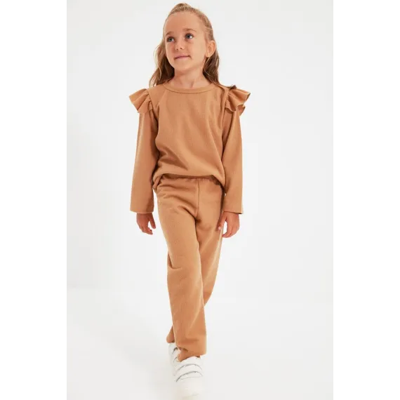 Свитшот тонкий TRENDYOLKIDS, Цвет: Коричневый, Размер: 6-7 лет