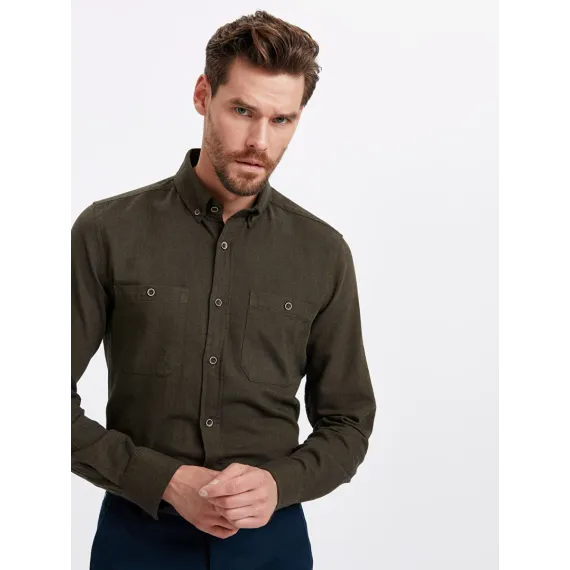 Erkekler üçin köýnek LC Waikiki, Reňk: Haki, Ölçeg: 2XL