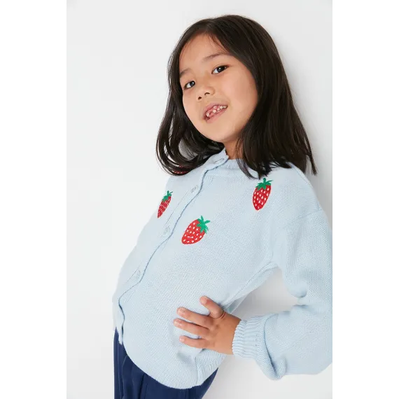 Gyzlar üçin kardigan TRENDYOLKIDS, Reňk: Açyk gök, Ölçeg: 5-6 ýaş, 3 image