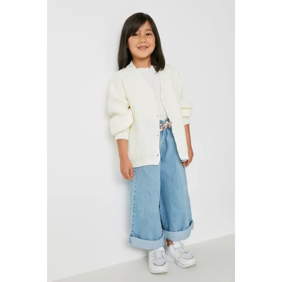 Gyzlar üçin kardigan TRENDYOLKIDS, Reňk: Bež, Ölçeg: 5-6 ýaş, 3 image