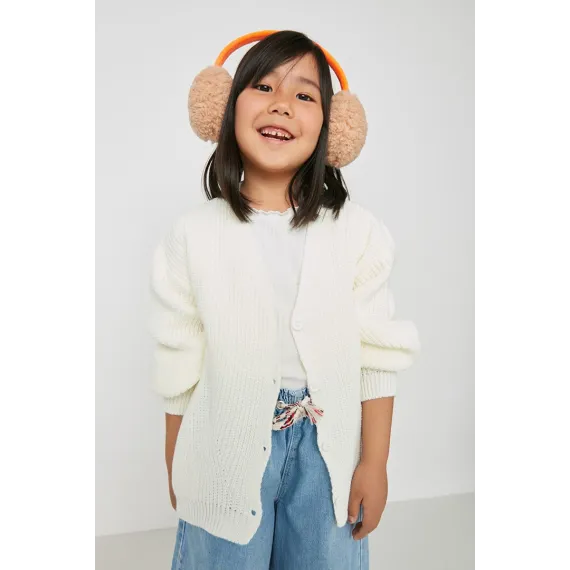 Gyzlar üçin kardigan TRENDYOLKIDS, Reňk: Bež, Ölçeg: 5-6 ýaş