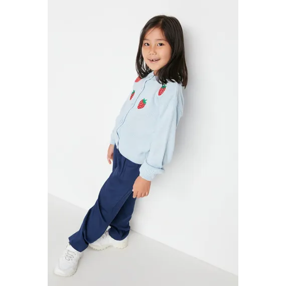 Gyzlar üçin kardigan TRENDYOLKIDS, Reňk: Açyk gök, Ölçeg: 5-6 ýaş, 2 image