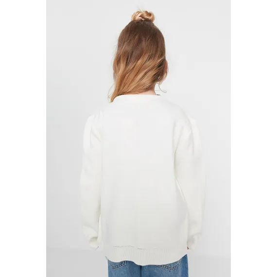 Gyzlar üçin kardigan TRENDYOLKIDS, Reňk: Bež, Ölçeg: 9-10 ýaş, 5 image