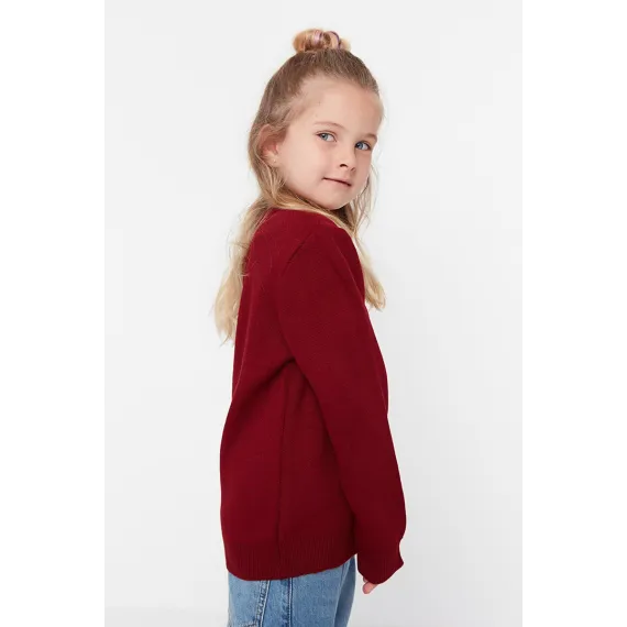 Gyzlar üçin kardigan TRENDYOLKIDS, Reňk: Çuňňur gyzyl , Ölçeg: 9-10 ýaş, 3 image