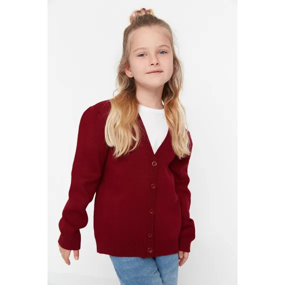 Gyzlar üçin kardigan TRENDYOLKIDS, Reňk: Çuňňur gyzyl , Ölçeg: 9-10 ýaş
