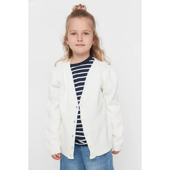 Gyzlar üçin kardigan TRENDYOLKIDS, Reňk: Bež, Ölçeg: 9-10 ýaş